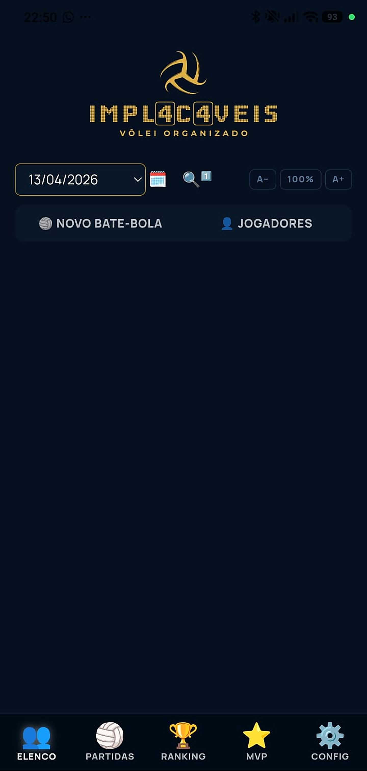 Tela principal do app IMPL4C4VEIS