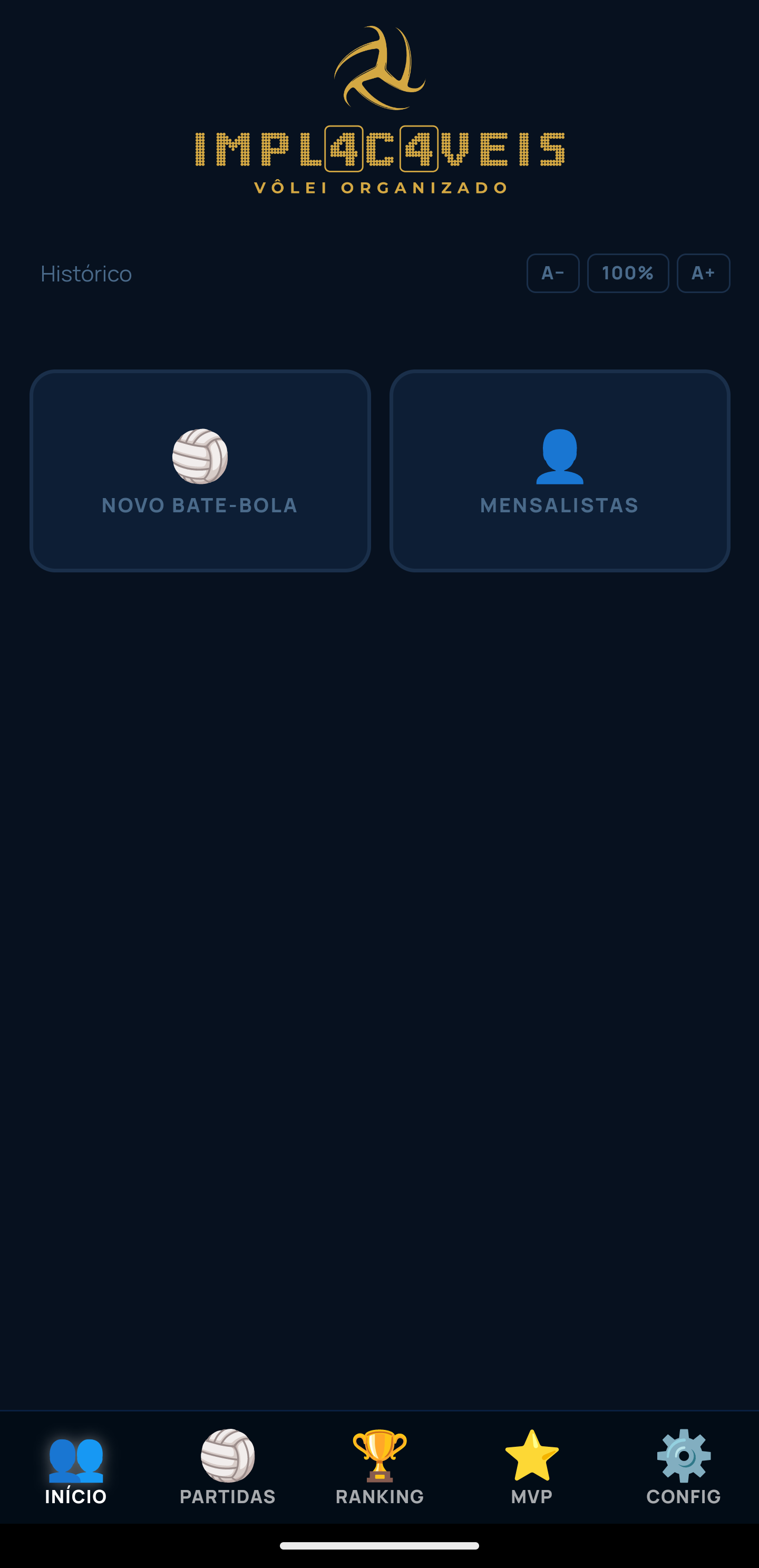 Tela principal do app IMPL4C4VEIS